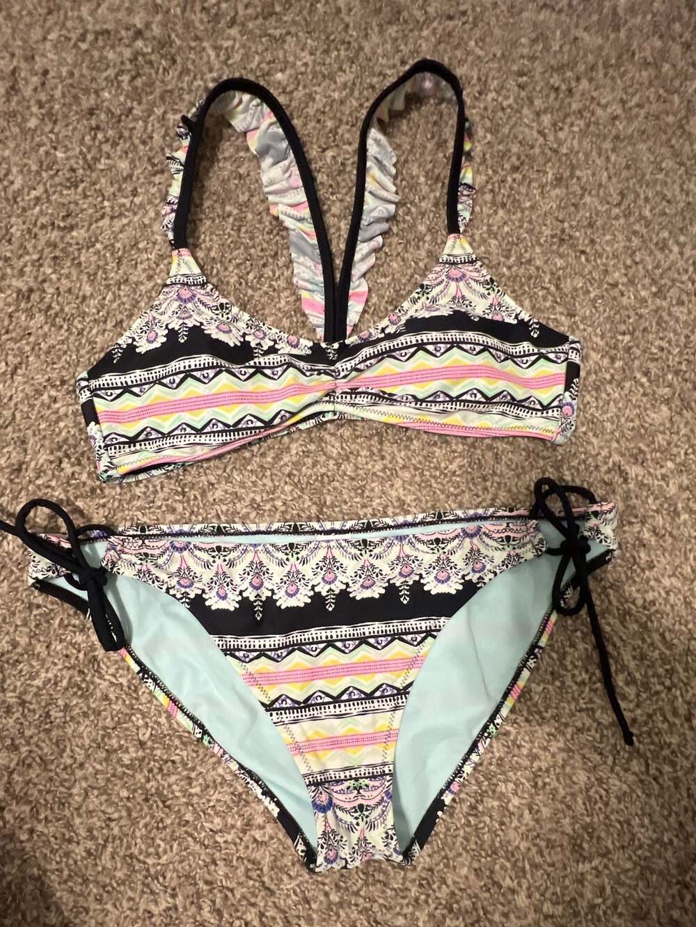 Raisins Women's Barbados Bound Angel Ruffle Bralette Bikini Set Size L